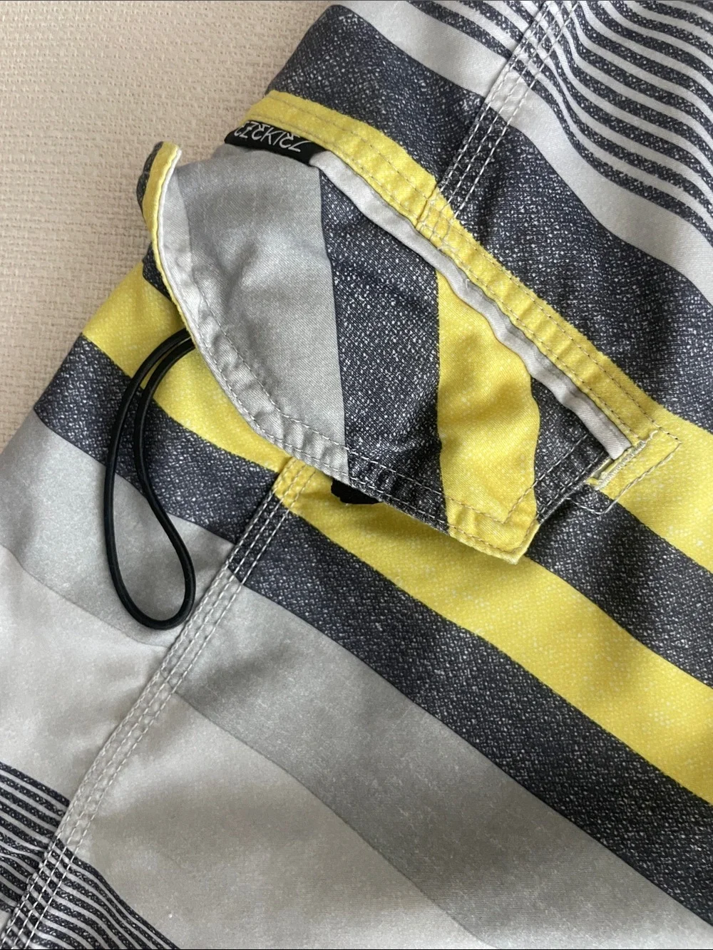 Ezekiel Men's Yellow & Gray Striped Board Shorts